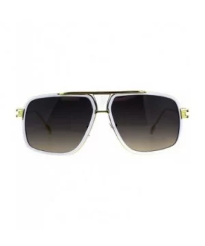 Oversize Luxury Mobster Racer Mens Designer Sunglasses - White Gold Smoke - CN18C90RYE0 $7.79 Oversized