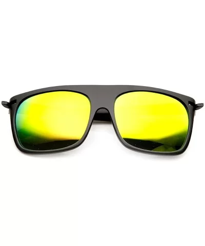 Action Sport Square Color Mirror Flash Lens Skate Flat Top Sunglasses - Black Sun - CH11VK7A1VB $6.57 Sport