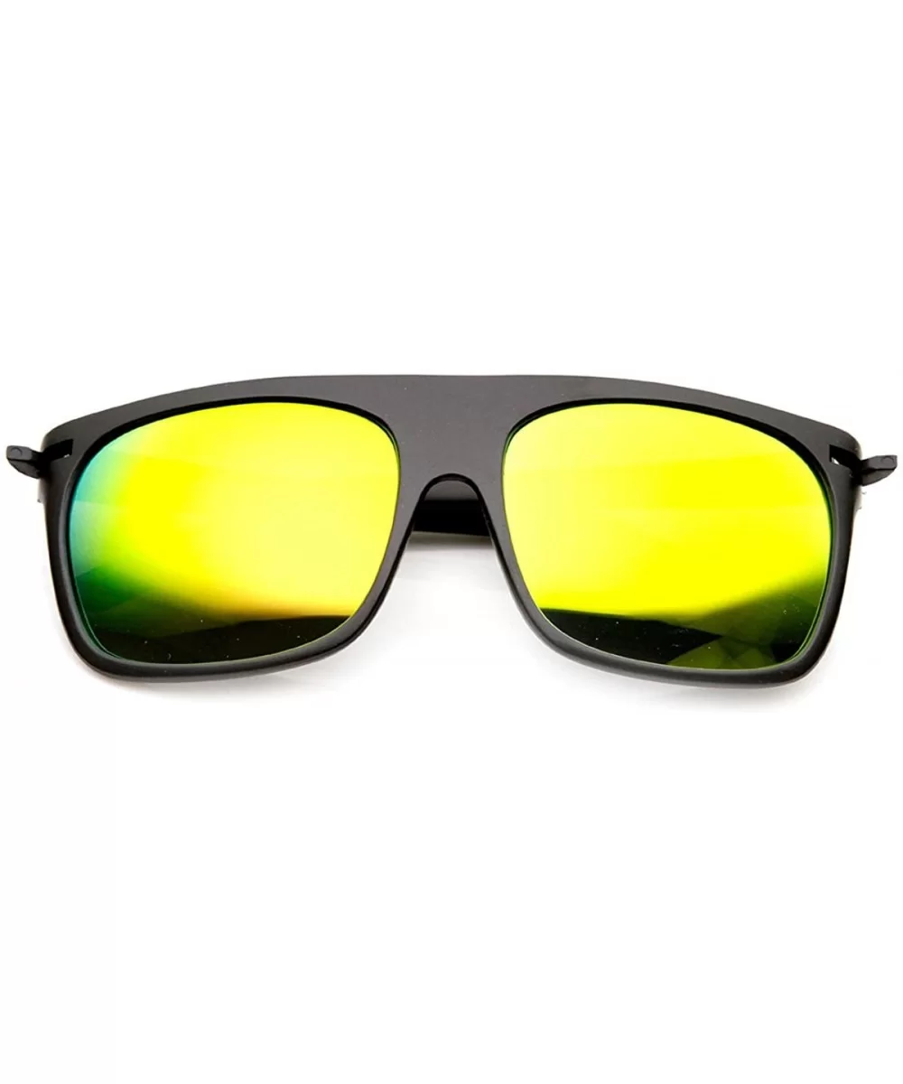 Action Sport Square Color Mirror Flash Lens Skate Flat Top Sunglasses - Black Sun - CH11VK7A1VB $6.57 Sport