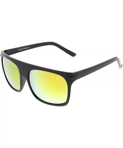 Action Sport Square Color Mirror Flash Lens Skate Flat Top Sunglasses - Black Sun - CH11VK7A1VB $6.57 Sport