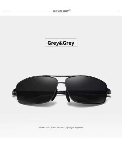 Men Polarized Sunglasses Rectangle Aloly Frame Sun Glasses Driving Glasses 90091 - Grey - CT18WYSSTMX $10.12 Sport