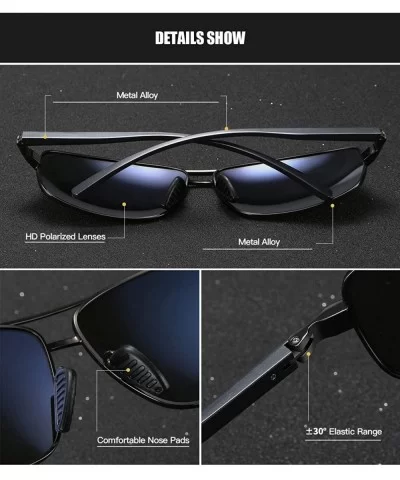 Men Polarized Sunglasses Rectangle Aloly Frame Sun Glasses Driving Glasses 90091 - Grey - CT18WYSSTMX $10.12 Sport