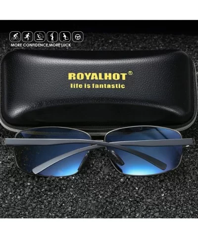 Men Polarized Sunglasses Rectangle Aloly Frame Sun Glasses Driving Glasses 90091 - Grey - CT18WYSSTMX $10.12 Sport