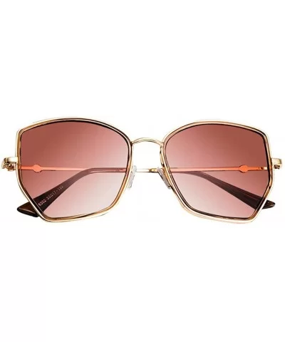 Unisex Polarized Aviator Sunglasses Classic Women Retro Irregular Designer Goggles - Gold - CH18REZNTNX $7.60 Round