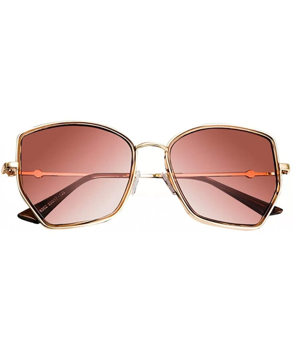 Unisex Polarized Aviator Sunglasses Classic Women Retro Irregular Designer Goggles - Gold - CH18REZNTNX $7.60 Round