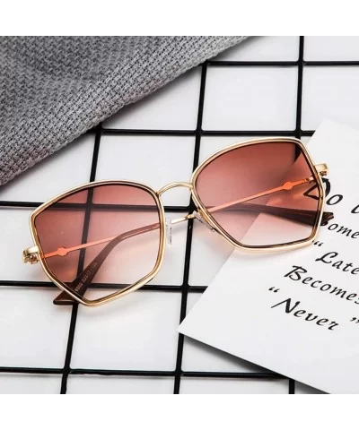 Unisex Polarized Aviator Sunglasses Classic Women Retro Irregular Designer Goggles - Gold - CH18REZNTNX $7.60 Round