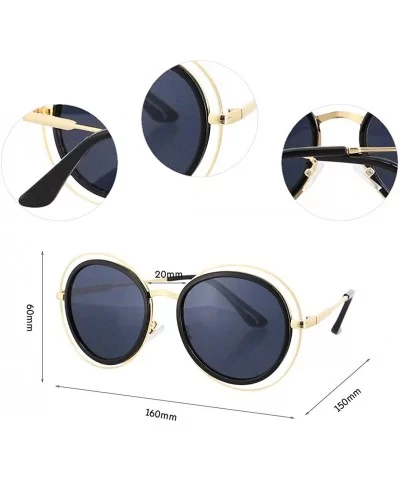 Oversized Style Sunglasses Sexy Retro Round for Women Men Girls - Black Frame Gray Lens - CP18QIN5G8A $6.39 Oversized