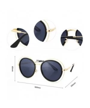 Oversized Style Sunglasses Sexy Retro Round for Women Men Girls - Black Frame Gray Lens - CP18QIN5G8A $6.39 Oversized