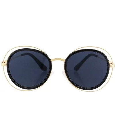 Oversized Style Sunglasses Sexy Retro Round for Women Men Girls - Black Frame Gray Lens - CP18QIN5G8A $6.39 Oversized