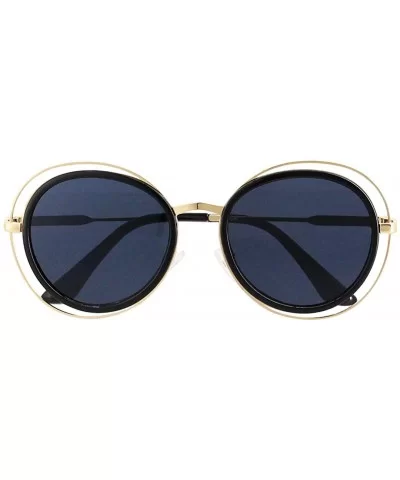 Oversized Style Sunglasses Sexy Retro Round for Women Men Girls - Black Frame Gray Lens - CP18QIN5G8A $6.39 Oversized