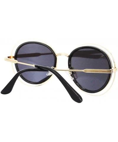 Oversized Style Sunglasses Sexy Retro Round for Women Men Girls - Black Frame Gray Lens - CP18QIN5G8A $6.39 Oversized