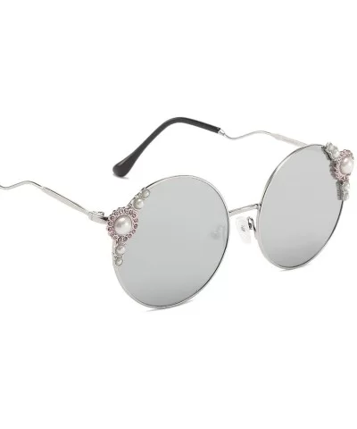 Classic Retro Designer Style Round Frame Pearl Sunglasses for Women Metal Resin UV 400 Protection Sunglasses - CE18T2TZS8S $1...