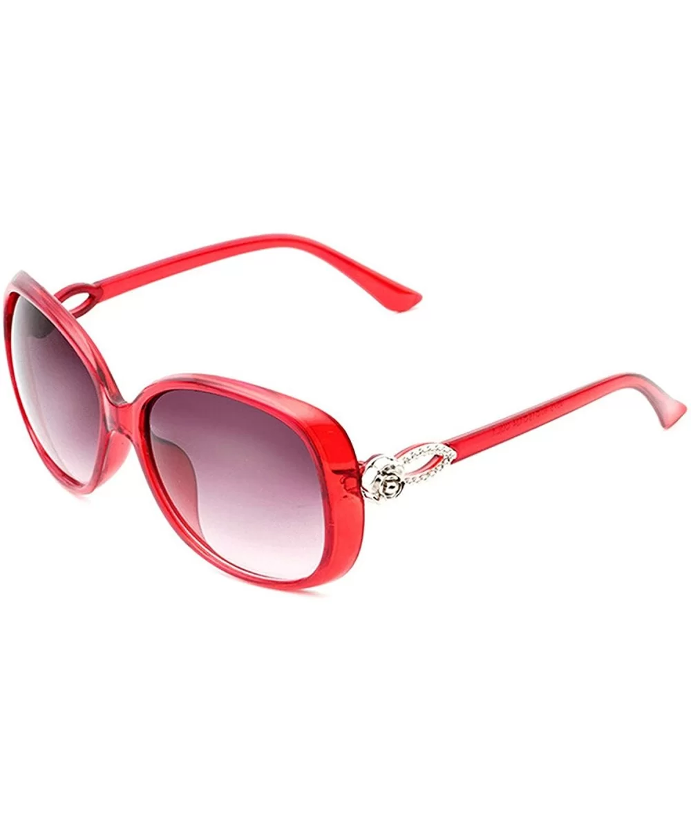 Retro Classic Teardrop Flower Sunglasses for Women Plate Resin UV400 Sunglasses - Red - C318SZTXZ74 $13.87 Rimless