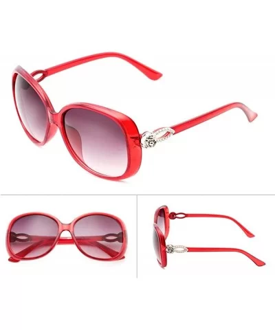 Retro Classic Teardrop Flower Sunglasses for Women Plate Resin UV400 Sunglasses - Red - C318SZTXZ74 $13.87 Rimless