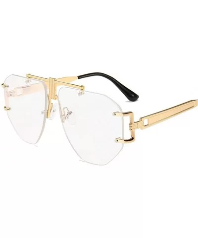 Fashion New Cut Edge Big Frame Retro Punk Style Wind Unisex Sunglasses - Transparent - CY18N9QLDYY $6.89 Butterfly