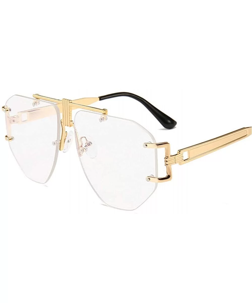 Fashion New Cut Edge Big Frame Retro Punk Style Wind Unisex Sunglasses - Transparent - CY18N9QLDYY $6.89 Butterfly