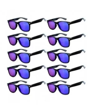 Wholesale of 10 Pairs Mirror Reflective Colored Lens Sunglasses Horn Rimmed Style - 10_pairs_flat_lens_blue_gren - CI12NTNME3...