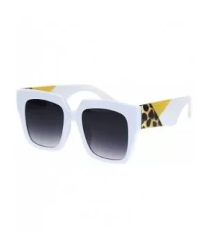 Womens Thick Horn Rim Plastic Retro Fashion Sunglasses - White Tortoise Yellow - CM18L3IUXQQ $7.56 Rectangular