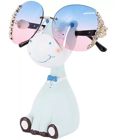 Sparkling Crystal Sunglasses UV Protection Rhinestone Sunglasses - Gold Frame Blue Pink Lens - C7199L7H8SW $10.72 Square