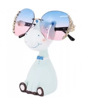 Sparkling Crystal Sunglasses UV Protection Rhinestone Sunglasses - Gold Frame Blue Pink Lens - C7199L7H8SW $10.72 Square