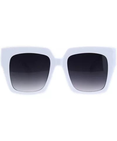 Womens Thick Horn Rim Plastic Retro Fashion Sunglasses - White Tortoise Yellow - CM18L3IUXQQ $7.56 Rectangular