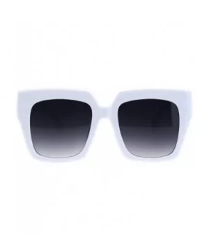 Womens Thick Horn Rim Plastic Retro Fashion Sunglasses - White Tortoise Yellow - CM18L3IUXQQ $7.56 Rectangular