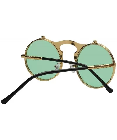 Circle Flip Up Sunglasses Gothic Round Retro John Lennon Style Sun Glasses Steampunk Sunglasses - CH18RXOWEE8 $11.73 Round