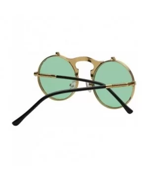 Circle Flip Up Sunglasses Gothic Round Retro John Lennon Style Sun Glasses Steampunk Sunglasses - CH18RXOWEE8 $11.73 Round