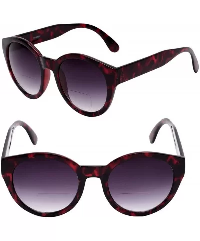 Womens Round Cat Eye Bifocal Sunglasses - 2 Pair Included with Soft Carrying Cases - Sangria - CF196WH6KYD $15.10 Round