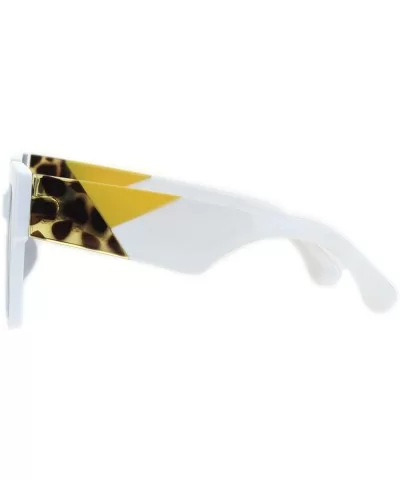 Womens Thick Horn Rim Plastic Retro Fashion Sunglasses - White Tortoise Yellow - CM18L3IUXQQ $7.56 Rectangular