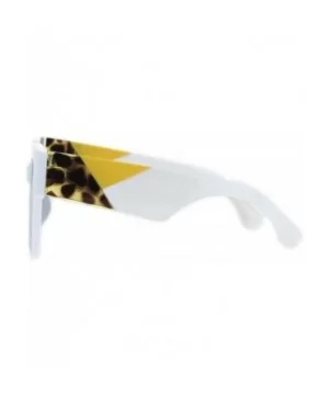 Womens Thick Horn Rim Plastic Retro Fashion Sunglasses - White Tortoise Yellow - CM18L3IUXQQ $7.56 Rectangular