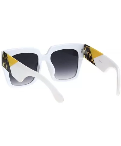 Womens Thick Horn Rim Plastic Retro Fashion Sunglasses - White Tortoise Yellow - CM18L3IUXQQ $7.56 Rectangular