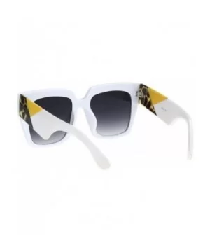 Womens Thick Horn Rim Plastic Retro Fashion Sunglasses - White Tortoise Yellow - CM18L3IUXQQ $7.56 Rectangular