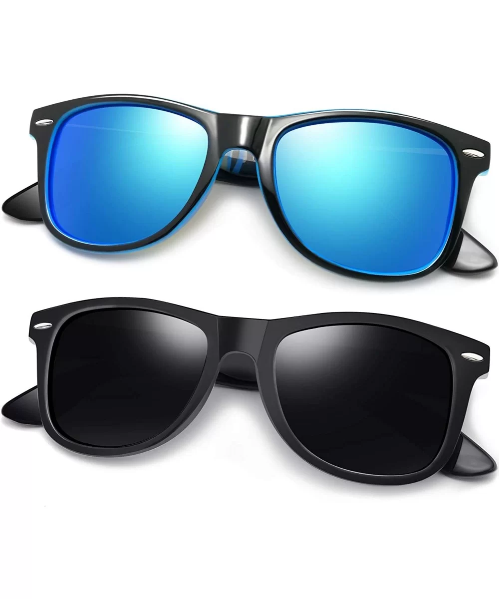 Unisex Polarized Sunglasses Men Women Retro Designer Sun Glasses - 2 Pack (Matte Black+trendy Blue) - C1198KQ2XU9 $11.93 Wayf...