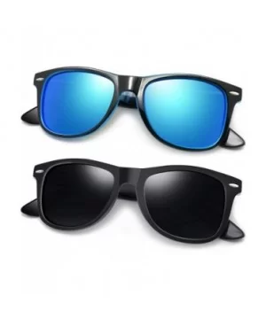 Unisex Polarized Sunglasses Men Women Retro Designer Sun Glasses - 2 Pack (Matte Black+trendy Blue) - C1198KQ2XU9 $11.93 Wayf...