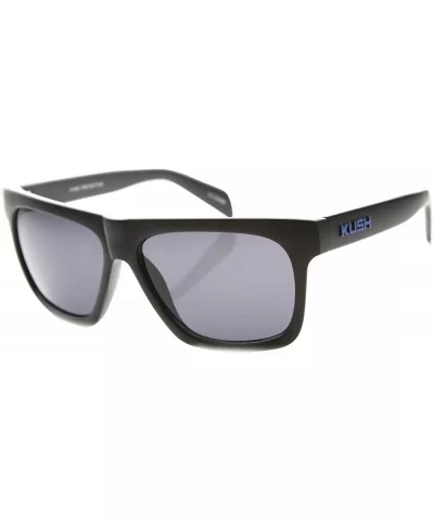 Flat Top Squared-Off Horned Rim Sunglasses - Black-blue Smoke - CO11Y9O5T5B $6.44 Wayfarer