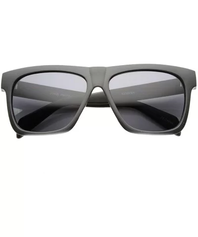 Flat Top Squared-Off Horned Rim Sunglasses - Black-blue Smoke - CO11Y9O5T5B $6.44 Wayfarer