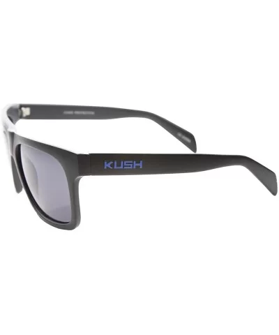 Flat Top Squared-Off Horned Rim Sunglasses - Black-blue Smoke - CO11Y9O5T5B $6.44 Wayfarer