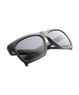 Flat Top Squared-Off Horned Rim Sunglasses - Black-blue Smoke - CO11Y9O5T5B $6.44 Wayfarer