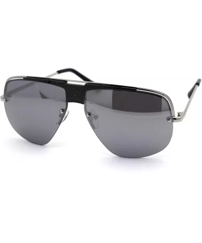 Mens Luxury Exposed Lens Half Rim Racer Mob Sunglasses - Silver Black Silver Mirror - CJ18ZMGMZ4H $8.24 Oversized