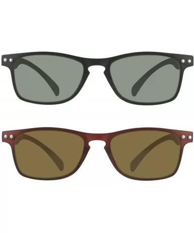 Square Reading Black & Red Combo +3.00 Sunglasses Full Sun Reader Men Women Flexible Light - CV180SO6GRO $18.55 Square