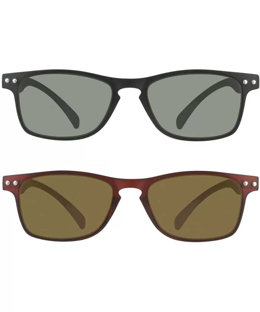 Square Reading Black & Red Combo +3.00 Sunglasses Full Sun Reader Men Women Flexible Light - CV180SO6GRO $18.55 Square