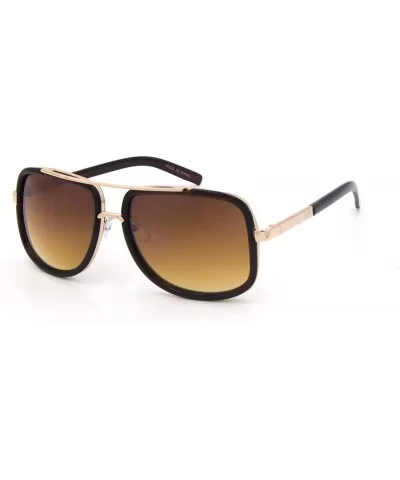 Men/Women's Large Retro Aviator Sunglasses Match Metal Square Frames Designer - Brown - CI186RMI3D7 $9.74 Square