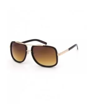 Men/Women's Large Retro Aviator Sunglasses Match Metal Square Frames Designer - Brown - CI186RMI3D7 $9.74 Square