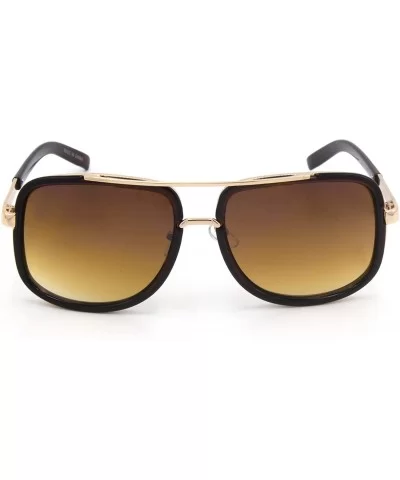 Men/Women's Large Retro Aviator Sunglasses Match Metal Square Frames Designer - Brown - CI186RMI3D7 $9.74 Square