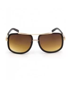 Men/Women's Large Retro Aviator Sunglasses Match Metal Square Frames Designer - Brown - CI186RMI3D7 $9.74 Square