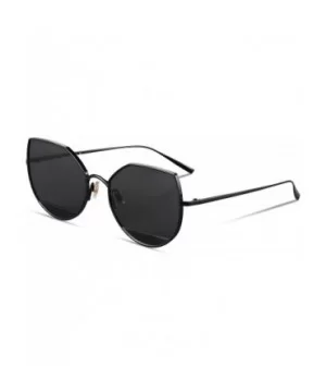 Cat Eye Flat Lens Metal Frame Sunglasses for Women with UV400 - Black Frame/Grey Lens - CH18GLKQ6I3 $33.26 Cat Eye