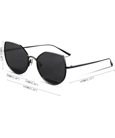 Cat Eye Flat Lens Metal Frame Sunglasses for Women with UV400 - Black Frame/Grey Lens - CH18GLKQ6I3 $33.26 Cat Eye