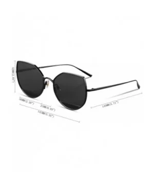 Cat Eye Flat Lens Metal Frame Sunglasses for Women with UV400 - Black Frame/Grey Lens - CH18GLKQ6I3 $33.26 Cat Eye