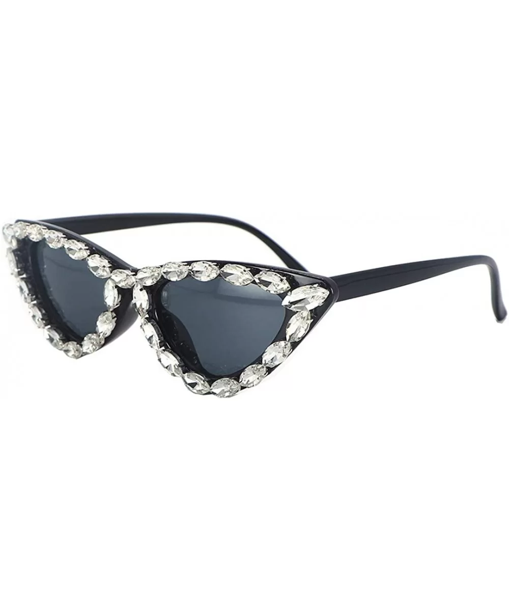 Sparkling Crystal Sunglasses UV Protection Rhinestone Sunglasses - Black02236 - C818ZYNM7WG $12.76 Goggle